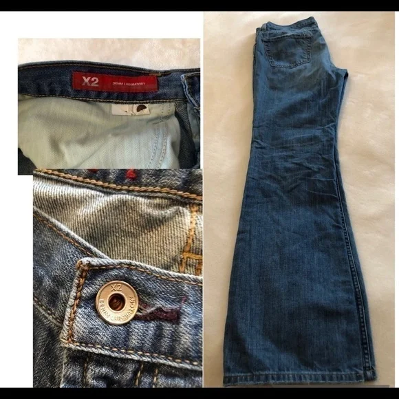 X2 Jeans 33 waist Distressed Blue Jeans Vintage Timeless Chic Streetwear Boho - Picture 9 of 9